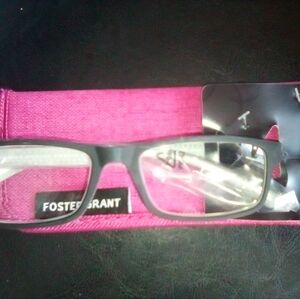 Foster Grant Black Reading Glasses with Pink Fabric Case Bnwt